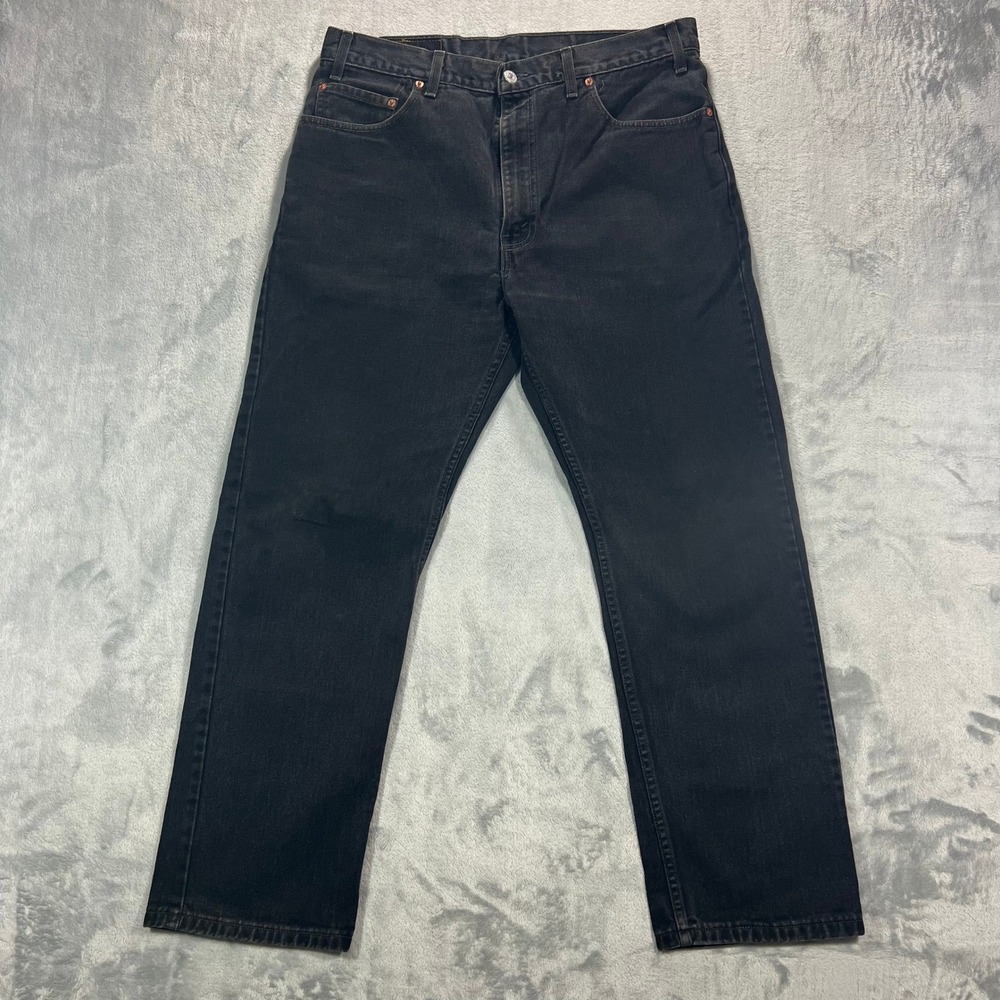 Levis Vintage 505 Regular Fit Straight Leg Jeans Mens 36x30 Black Denim 2001 Y2K